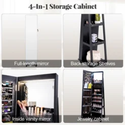 Tangkula 64" Jewelry Cabinet Armoire W/ 3-Color Lights Adjustable Shelves & Wheels -Beauty house GUEST 310241d0 ff4c 4bb3 be77 a39372ce2b19