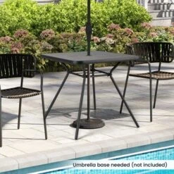 Tangkula 32" Patio Dining Table W/ 1.6" Umbrella Hole & Lid DPC Tabletop For Backyard