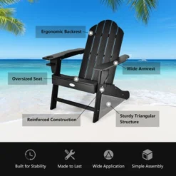 Tangkula 2PCS Adirondack Chair Outdoor With Cup Holde Weather Resistant Lounger Chair For Backyard Garden Patio And Deck Black/Grey/Turquoise/White -Beauty house GUEST 318a7a1f 28d6 4af5 8efc 7e436759d48d