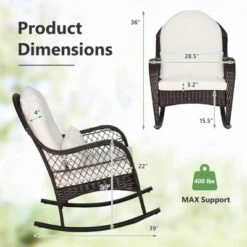 Tangkula Patio Wicker Rocking Chair W/ White Seat Cushions & Lumbar Pillow Porch -Beauty house GUEST 31ac58bd 5170 4039 97b1 3e9b3eb92ee0 1