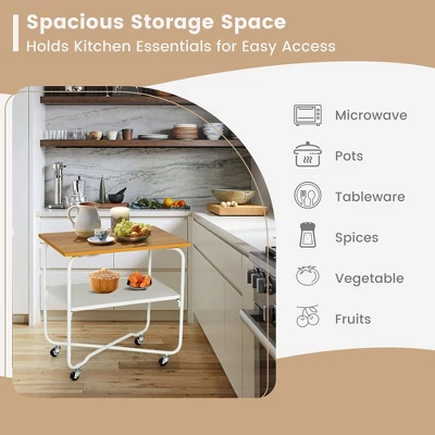 Tangkula 2-Tier Folding Rolling Cart Kitchen Utility Cart Tool-Free Installing 7 Tangkula 2-Tier Folding Rolling Cart Kitchen Utility Cart Tool-Free Installing - Image 5