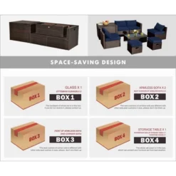 Tangkula 8 PCS Outdoor Wicker Furniture Set W/Storage Box Tempered Glass Table 2 Ottomans -Beauty house GUEST 31f91d5b 3816 4875 b4a1 2bca5eb6da4d