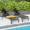 Tangkula 2 Pieces Patio Sunbathing Lounge Chair W/ Face Hole & Detachable Head Pillows Poolside