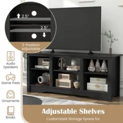 Tangkula 58" TV Stand Entertainment Center W/ 3-Adjustable Shelves For 65" TV Black -Beauty house GUEST 321ca649 c004 49a6 b102 3b3927fd3c51