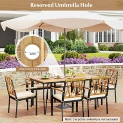 Tangkula 7 PCS Patio Dining Set W/ 2" Umbrella Hole And Seat Cushions For Garden -Beauty house GUEST 324fb0e3 cc5f 4a39 9d66 54a2e3594d77