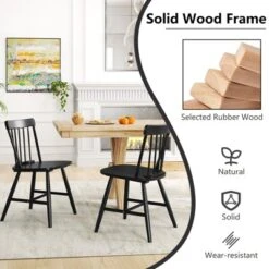 Tangkula Dining Chairs Set Of 4 Farmhouse Kitchen Chair W/ Rubber Wood Frame Wide Seat -Beauty house GUEST 32770d0c a871 48ad 91aa 9b2e395bf497