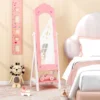 Tangkula Kids Jewelry Armoire Cabinet Freestanding Full Length Dressing Mirror With Large Capacity Pink/White -Beauty house GUEST 328eabcd 2c7c 4bb0 ac30 863096b4ac8f