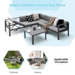 Tangkula 3PCS Patio Furniture Set Aluminum Lounge Adjust Back Recliner Sofa Table Cushion -Beauty house GUEST 329832c1 d28f 49c6 bafa e5d098da0d8e