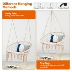 Tangkula Hanging Hammock Chair Macrame Swing Chair With Soft Cushion For Bedroom, Patio, Backyard, Balcony -Beauty house GUEST 32bfcb1e a3e7 41b8 aa3b 774fe151a895