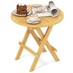Tangkula Patio Folding Side Table W/ X-shaped Legs & Slatted Tabletop For Backyard -Beauty house GUEST 32e05aaa a212 42f1 a781 0af6643567c0