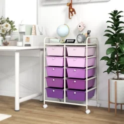Tangkula 10 Drawers Rolling Cart Classroom Organizers Storage Cart With Wheels For Office Home School Supplies Tool Craft Art Paper Purple Gradient -Beauty house GUEST 32e9cbc3 2911 4541 b8ff 7fa853fbacca