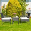 Tangkula 3 Pieces Patio Set Outdoor Wicker Rattan Furniture W/ Cushions -Beauty house GUEST 338fc2eb e89d 454b 898e f3c520e2db37