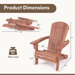 Tangkula Folding Adirondack Chair Set Of 2 W/ High Backrest & Wide Armrests Wooden -Beauty house GUEST 33cd1acc 21bc 4e9d 910a 6e62d584542a