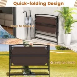 Tangkula Foldable Garden Bench 2-person Patio Loveseat With Fabric Backrest And Metal Armrests Portable Outdoor Loveseat Bench -Beauty house GUEST 34122e5e c922 4174 94d1 baf4d10e57ff