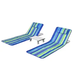 Tangkula 3PCS Folding Beach Mat Set Adjustable Beach Lounge Chair & Side Table Set -Beauty house GUEST 34a0bafa 68ff 4a85 9aeb 0d260edf1579