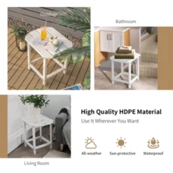 Tangkula 1PC/2PCS 18" Adirondack Square Tea Table Side Table Outdoor Small Patio Table Weather Resistant Or Backyard Garden White -Beauty house GUEST 34d8ff3d 98bf 496b 8359 fdb66d543c2c