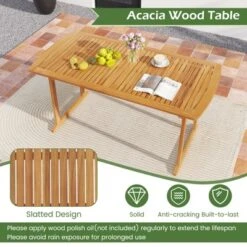 Tangkula Outdoor Wooden Dining Table For 4-6 71" Acacia Wood Table -Beauty house GUEST 34e419e8 1085 4f50 b19a a2c531437c3b
