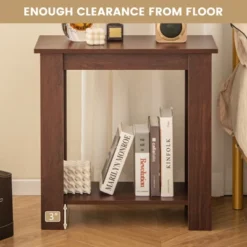 Tangkula 2pcs Wood End Table 2-tier Rectangular Side Table Home Accent Table W/ Storage Shelf Small Night Stands Sofa Side Coffee Table Mahogany/White -Beauty house GUEST 34feb53f 1788 463b b542 1715da3acae7 1