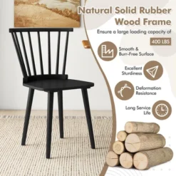 Tangkula 4 PCS Dining Chair Windsor High Spindle Back Wood Kitchen Chairs W/ Rubber Wood Frame -Beauty house GUEST 3590c2a3 f926 4184 b844 81b485be1376