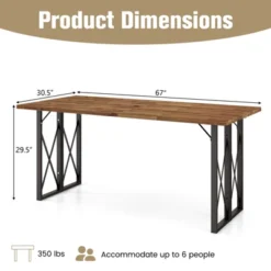 Tangkula 67" Heavy-Duty Rectangle Table Acacia Wood Dining Table W/ Umbrella Hole Patio -Beauty house GUEST 35bf8c2f db8c 4516 89fc b8f561a17975