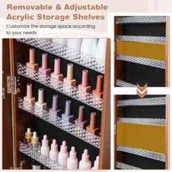 Tangkula 64" Jewelry Organizer Lockable Jewelry Cabinet Armoire W/ Mirror & LED Lights -Beauty house GUEST 35f9f1ad 03c3 4d66 bcfe 057e20b981b0