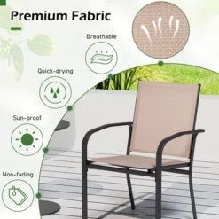Tangkula Outdoor Dining Chairs Set Of 2 W/ Breathable Fabric Armrests High Back -Beauty house GUEST 3613efb8 7684 4ec0 b5d7 7bdb6341fca0
