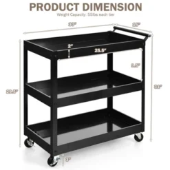 Tangkula 3-Tier Rolling Cart Storage Organizer Metal Utility Cart W/Wheels For Kitchen Library Office Black -Beauty house GUEST 36174027 e1e9 48c1 9d4c bb3c3a85967f