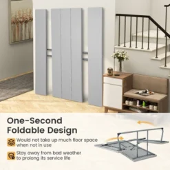 Tangkula Folding Picnic Table W/ 2 Benches 6 FT Camping Table Set W/ All-Weather HDPE Tabletop Grey -Beauty house GUEST 3623114f c418 46eb af7e 782990598ee1