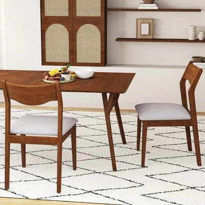 Tangkula Wooden Dining Chair Set Of 2 W/ Rubber Wood Frame Wide Padded Seat 3 Tangkula Wooden Dining Chair Set Of 2 W/ Rubber Wood Frame Wide Padded Seat