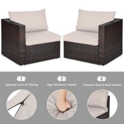 Tangkula 4PCS Rattan Corner Sofa Set Patio Outdoor Furniture Set W/ Beige Cushions -Beauty house GUEST 36759b9d f626 4588 9643 47c96186ae33 1