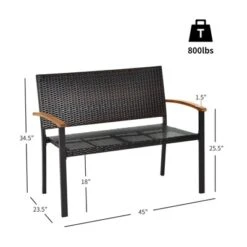 Tangkula 2 PCS Patio Furniture Set Weather-Resistant Rattan Bench Wicker Loveseat Steel Frame For Yard Garden Poolside -Beauty house GUEST 369e72df a27c 4e6b 9d07 998113ebe0c0