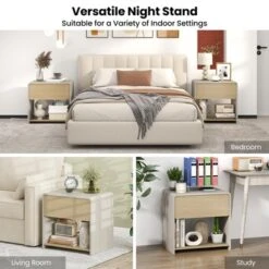 Tangkula Modern Style Nightstand 2-Tier Sofa Side Bedside Table W/ Drawer & Open Shelf -Beauty house GUEST 37448431 bd1a 4b63 9fe8 15f3a786ced3 1