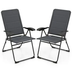 Tangkula 2PCS Patio Folding Chairs Back Adjustable Reclining Padded Garden Furniture -Beauty house GUEST 376c6a30 eb6e 42f3 ac07 8feb88748d19