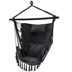 Tangkula Hammock Chair W/ Soft Pillow Cushions Pocket Hanging Rope Swing Steel Bar -Beauty house GUEST 380505c8 5f82 4bd9 890d 652165fbf9e4
