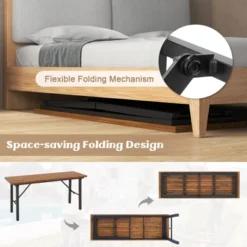 Tangkula Outdoor Dining Table For 4-6 No Assembly Foldable 59 Inches Narrow Patio Dining Table With Acacia Wood Top & Heavy Duty Metal Frame -Beauty house GUEST 38da2eff d7a0 47dd 8fcb 1c9e20109f14