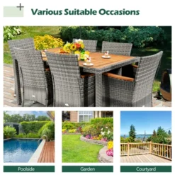 Tangkula 7PCS Patio Rattan Furniture Set Outdoor Conversation Set W/Cushions Acacia Wood Table -Beauty house GUEST 38f57306 1359 406c bd31 f345ffcf815b