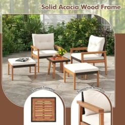 Tangkula 5 Pieces PE Rattan Patio Conversation Set Wicker Chairs With Square Coffee Table Ottomans & Soft Cushions -Beauty house GUEST 391ad833 80ee 47f7 a32e c0764ca1f834