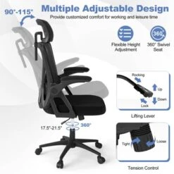 Tangkula Ergonomic Mesh Office Chair W/ Lumbar Support 2D Headrest Flip-up Padded Arms -Beauty house GUEST 396ad621 293f 4502 a0ea f0cceb586201