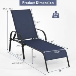Tangkula Outdoor Lounge Chair Patio Chaise Lounge With Adjustable Backrest Reclining Pool Lounge Chair For Outside With Heavy Duty Steel Frame Navy -Beauty house GUEST 39ab1af6 9877 4294 998d 4b8f31cecb15