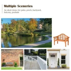 Tangkula Outdoor Wooden Folding Bench Two Person Loveseat Chair Garden Bench -Beauty house GUEST 39d2d3dd 57d1 452f a607 a27ec331c233