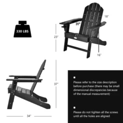 Tangkula 2PCS Adirondack Chair Outdoor With Cup Holde Weather Resistant Lounger Chair For Backyard Garden Patio And Deck Black/Grey/Turquoise/White -Beauty house GUEST 3a531dac 94f7 477d 8bdf 2a5d2f3c170c