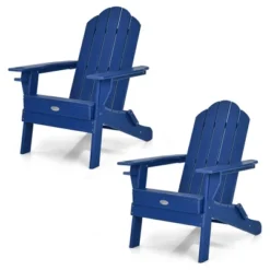 Tangkula 2PCS Patio Folding Adirondack Chair Weather Resistant Cup Holder Yard Navy -Beauty house GUEST 3a7063b8 e1a1 4fe8 ac8d 10d39b968ec6