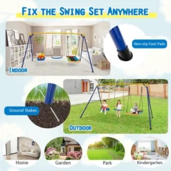 Tangkula 3-in-1 Kids Swing Set 660 LBS Carbon Steel Swing Frame W/ Belt Swing For Toddlers -Beauty house GUEST 3b30532f e1d1 4666 b49b 69553b87ee7f