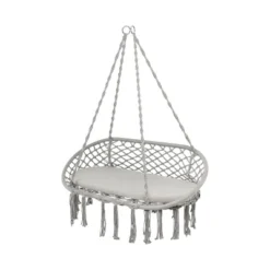Tangkula 2 Person Hanging Hammock Chair W/ Cushion Macrame Swing 330 Lbs Capacity Grey -Beauty house GUEST 3bd0dedb b07f 434c aa55 fd9fd3e3b5b8