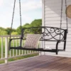 Tangkula Patio Hanging Porch Swing Outdoor 2-Person Metal Swing Bench Chair W/ Chains
