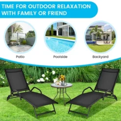 Tangkula 2PCS Outdoor Patio Chaise Reclining Lounge Chairs W/ 5-Position Adjust Backrest -Beauty house GUEST 3c0f440e c308 4923 b2c0 d02c2a8dd4fe