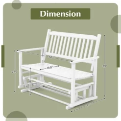 Tangkula 2 Seats Outdoor Glider Bench Poplar Wood Patio Swing Glider Loveseat Chair W/ Armrests -Beauty house GUEST 3c56e61d a8dc 49b4 89a6 69d0859e8402