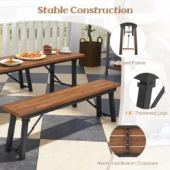 Tangkula Outdoor Folding Bench Set Of 2 55 Inches Long 2-3 Person Acacia Wood Backless Patio Dining Bench -Beauty house GUEST 3c9a1f29 608c 4578 989a f0f172489812