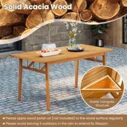Tangkula 63" Acacia Wood Dining Table For 6 People Heavy-Duty Indoor Outdoor Wooden Table -Beauty house GUEST 3cc17163 3c01 44d0 ae87 4cf3c7ea2405