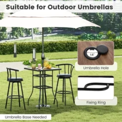 Tangkula 27.5 Inches Patio Bar Table 1.5" Umbrella Hole Metal Frame For Garden Outdoor -Beauty house GUEST 3ccc668a bfb0 4eb7 95ee b49acb6a5428